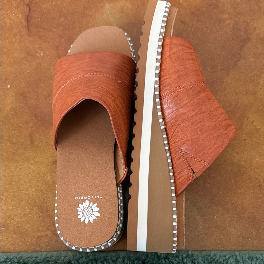 Yellow Box Women's dark tan Slide Sandals - Picture 2 of 4